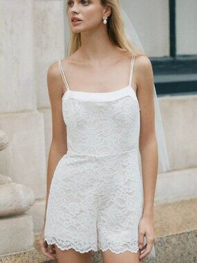 BHLDN Sleeveless Sheer Lace Romper